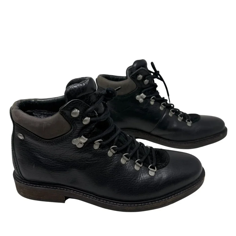 Pajar Canada Mens Black Leather Lace-Up Boots Size 11 Waterproof Impermeable